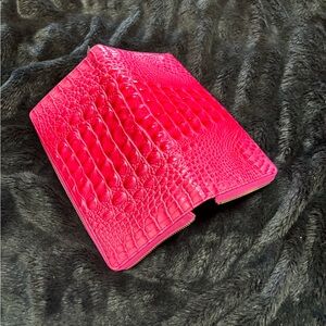 Brahmin Pink Croc-Embossed Clutch